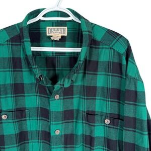 Duluth Free Swingin Flannel Shirt Relaxed Fit Mens 4XL Green Plaid Cotton